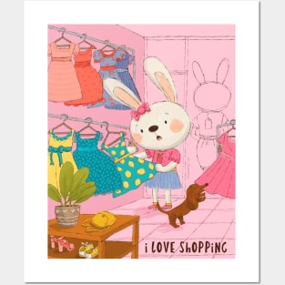 Bunny shopping Posters and Art